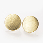 Ear Stud Findings, with Loop, Nickel Free, Real 18K Gold Plated, Flat Round