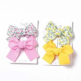Iron Alligator Hair Clips, Single Color & Fruit Pattern Polyester Bowknot Hair Accessories