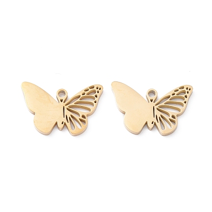 201 Stainless Steel Charms, Hollow, Butterfly Charms