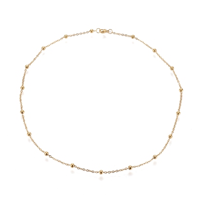304 acier inoxydable colliers de chaînes du câble, avec des perles rondes et fermoirs pince de homard