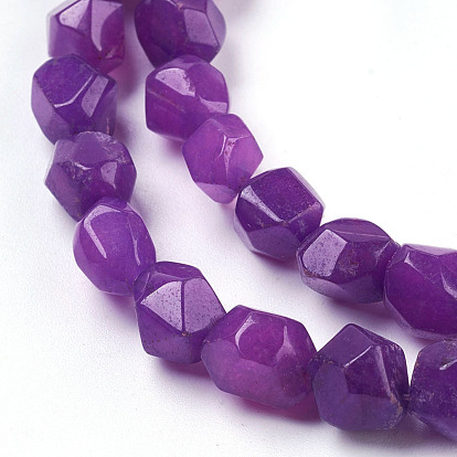 Natural Jade Beads Strands, Faceted, Nuggets, Dyed, , 8x10mm, Hole: 1mm