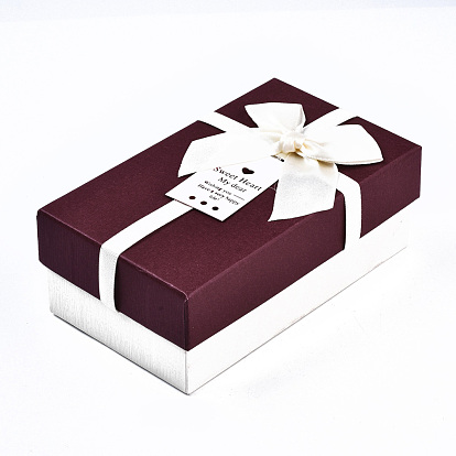 Cardboard Jewelry Boxes, for Jewelry Gift Packaging, Rectangle with Bowknot