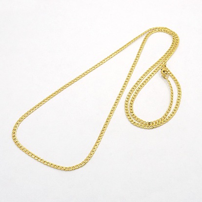 Men's 304 Stainless Steel Curb Chain Necklaces, with Lobster Claw Clasps, 29.5 inch(749mm)