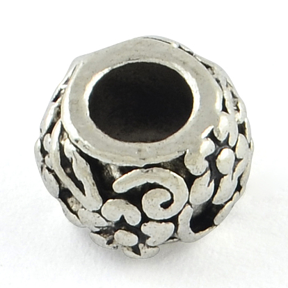 Tibetan Style Large Hole European Rondelle Beads, Cadmium Free & Lead Free, 10x7mm, Hole: 5mm, about 416pcs/1000g