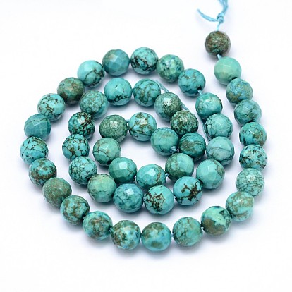 Natural Howlite Beads Strands, Dyed & Heated, Faceted, Round