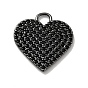 Heart Brass Micro Pave Black Cubic Zirconia Pendants, Cadmium Free & Nickel Free & Lead Free