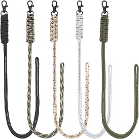 Nbeads 5Pcs 5 Colors Polypropylene Fiber Braided Neck Lanyards, Tactical Camera Badge Holder, with Zinc Alloy Swivel Clasps, for Hiking, Camping, Outdoor Photography