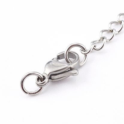 304 Stainless Steel Chain Extender, Chain Tabs with Word K14, and Lobster Claw Clasps