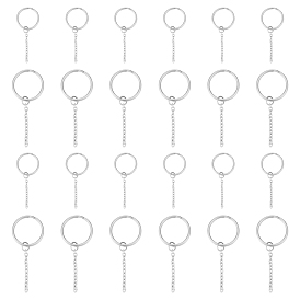 Unicraftale 304 Stainless Steel Split Key Ring Clasps, For Keychain Making, with Extended Cable Chains