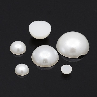 Cabochons abs en plastique imitation perle, demi-tour, 4~12x2~5mm