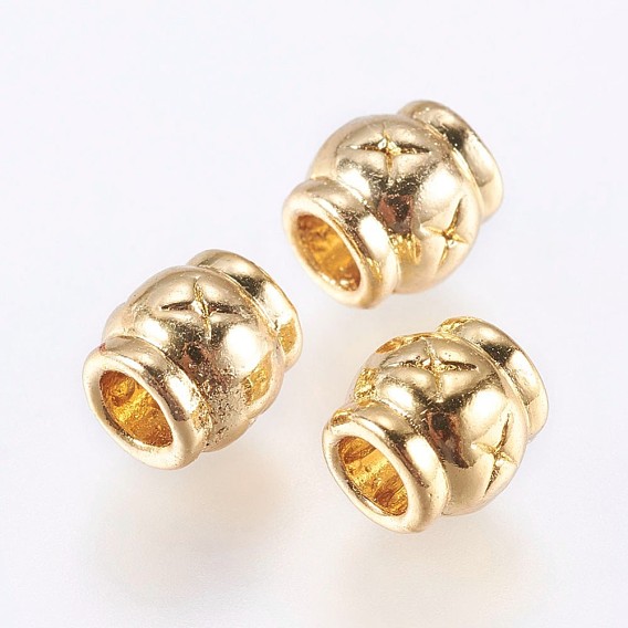 Alloy Beads, Real 18K Gold Plated, Column