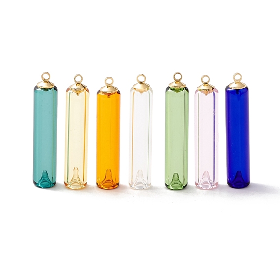 Colgantes de cristal de colores varios hechos a mano, con asas colgantes con tapa de cuentas de aleación dorada, botella de perfume