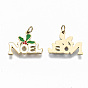 316 Surgical Stainless Steel Enamel Charms, with Jump Rings, for Christmas, White Word Noel