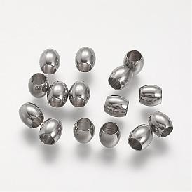 304 Stainless Steel European Beads, Barrel Large Hole Beads