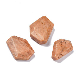Бусины из натурального персикового лунного камня, нет отверстий / незавершенного, граненые, самородки