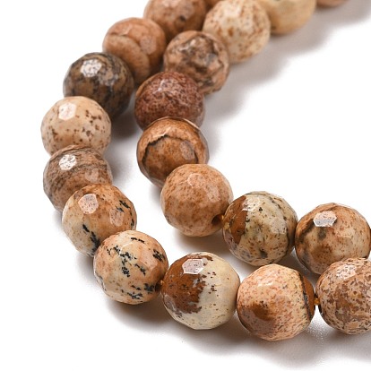 Image Naturel jaspe perles brins, à facettes (128 facettes), ronde