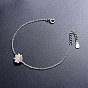SHEGRACE 925 Sterling Silver Link Bracelet, with Golden Tone Lotus Flower