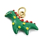 Dinosaur Rack Plating Brass Enamel Pendants, with Jump Ring, Long-Lasting Plated, Cadmium Free & Lead Free, Real 18K Gold Plated