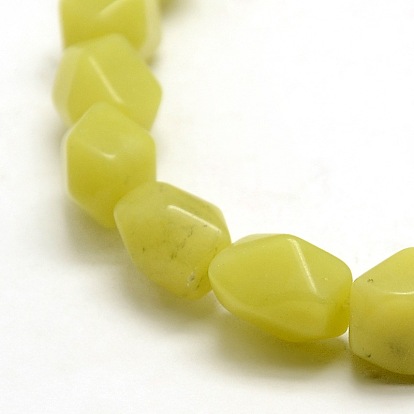 Natural Lemon Jade Polygon Beads Strands, 10x7.5~9mm, Hole: 1mm, 37pcs/strand, 15.3 inch