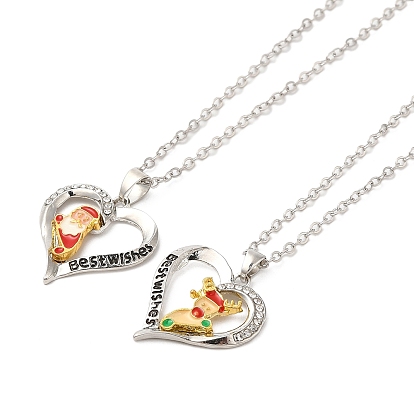 Ожерелья с подвесками из цинкового сплава в форме сердца и словами с наилучшими пожеланиями на Рождество
