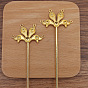 Flower Alloy Hair Sticks Findiong, Enamel & Bead Setting, with Loops