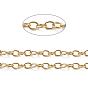 Brass Cable Chains, Soldered, with Spool, Oval, Long-Lasting Plated, Real 18K Gold Plated