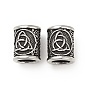 Viking Rune 304 Stainless Steel Beads, Large Hole Beads, Column with Triple Horn
