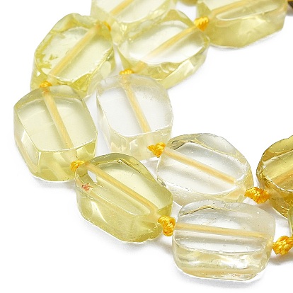 Natural Lemon Quartz Beads Strands, Rectangle