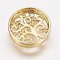 Brass Micro Pave Cubic Zirconia Slide Charms, Flat Round with Tree