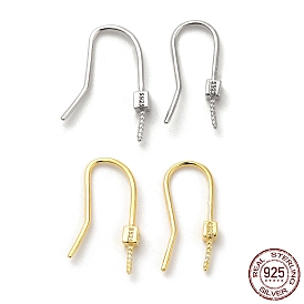 925 Sterling Silver Earring Hooks, Ear Wire for Half Drilled Beads, with S925 Stamp