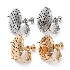 Brass Clip-on Earring Setting, Filigree Flat Round