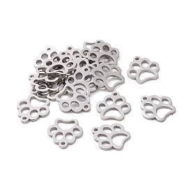 304 Stainless Steel Charms, Dog Paw Prints