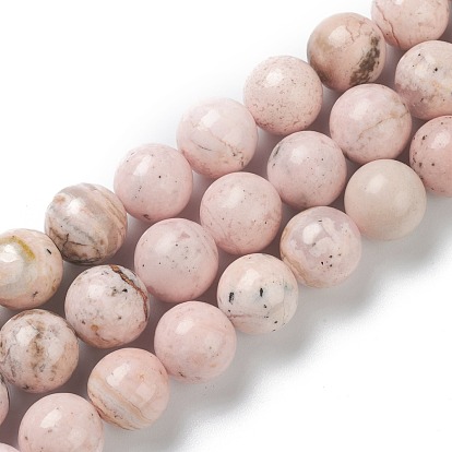 Perlas naturales rodocrosita hebras, Grado A, rondo