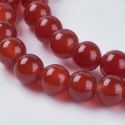 Perles naturelles cornaline brins, teint, ronde, 8mm, Trou: 1mm