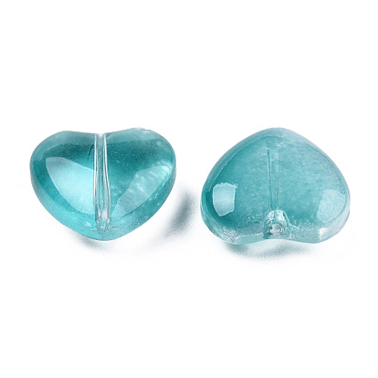 Transparent Spray Painted Glass Beads, Heart