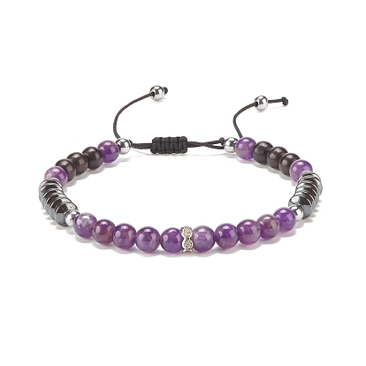 Bracelet de perles tressées en pierres précieuses naturelles et hématite synthétique pour femme