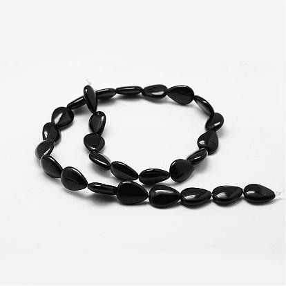 Brins de perles d'onyx noir naturel, teints et chauffée, goutte 