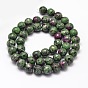 Dyed Natural Gemstone Round Bead Strands, Imitated Ruby in Zoisite, Faceted