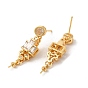 Brass Micro Pave Cubic Zirconia Stud Earring Findings, with 925 Sterling Silver Pins, for Half Drilled Beads