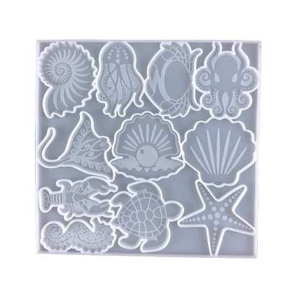Sea Animals DIY Pendant Food Grade Silicone Molds, Resin Casting Molds, For UV Resin, Epoxy Resin Craft Making