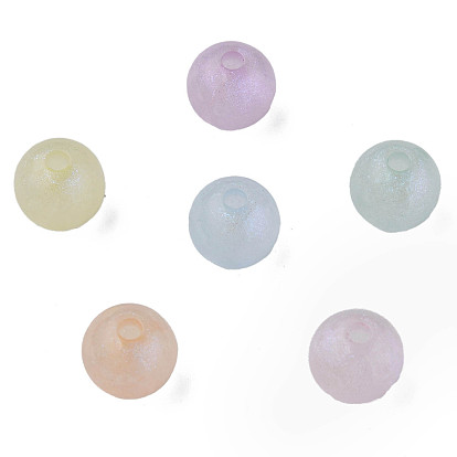 Perles acryliques placage irisé arc-en-ciel, perles de paillettes, ronde