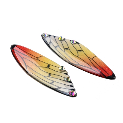Transparent Epoxy Resin Cabochons, with Rhinestone, Wing