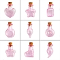 Botellas de vidrio en miniatura, con tapones de corcho, botellas vacías de deseos, para accesorios de casa de muñecas, producir joyería, corazón/plano redondo/bombilla/cuadrado/flor/forma de estrella