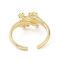 Открытое кольцо-манжета из прозрачного циркония с клевером и листьями, украшения из латуни для женщин