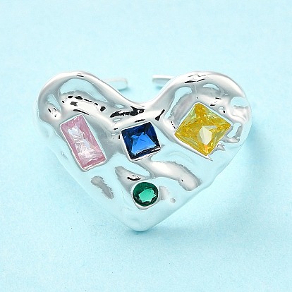 Красочное открытое кольцо-манжета из кубического циркония, серебряное латунное широкое кольцо для женщин