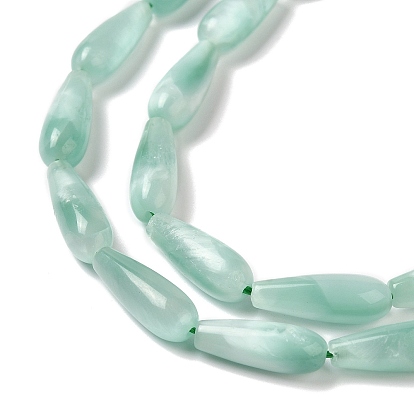 Natural Glass Beads Strands, Teardrop