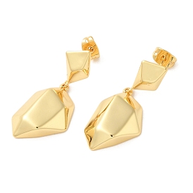 Polygon Brass Dangle Stud Earrings, Long-Lasting Plated, Cadmium Free & Lead Free