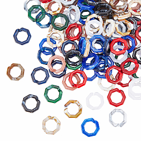 PandaHall Elite 300g 10 Colors Acrylic Linking Rings, Quick Link Connectors, For Jewelry Chains Making, Imitation Gemstone Style, Octagon