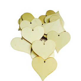 Незаконченные деревянные диски в форме сердца, ломтики, подвески, деревянные детали для декоративных поделок