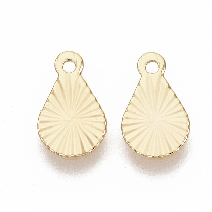 Brass Charms, Nickel Free, Teardrop, Real 18K Gold Plated